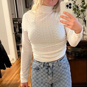 White lacy turtle neck